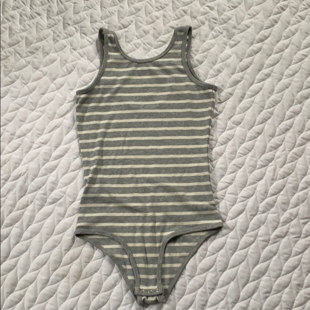 Weekend Soul Gray & White Stripped Bodysuit XS/S